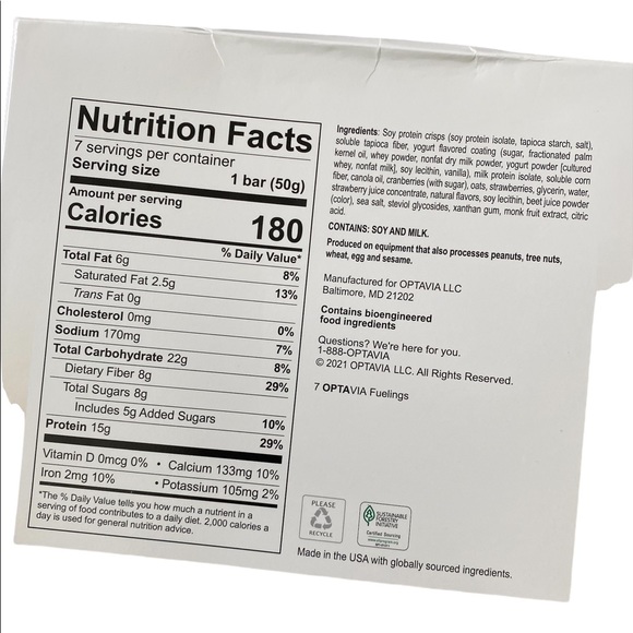 Optavia Other Nib Optavia Fuelings Strawberry Yogurt Bars Box Of 7